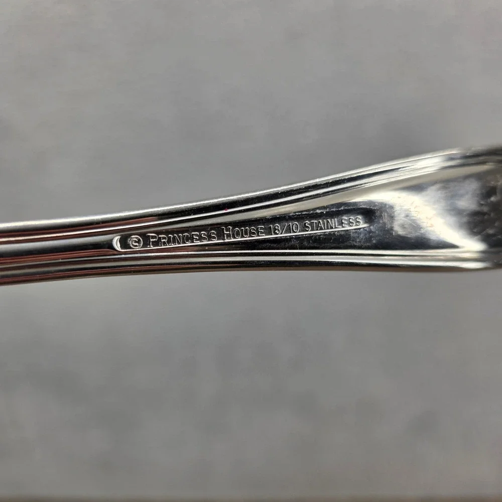 Vintage Princess House 18/10 Stainless Serving Spoon Set Solid Pierced 10.5